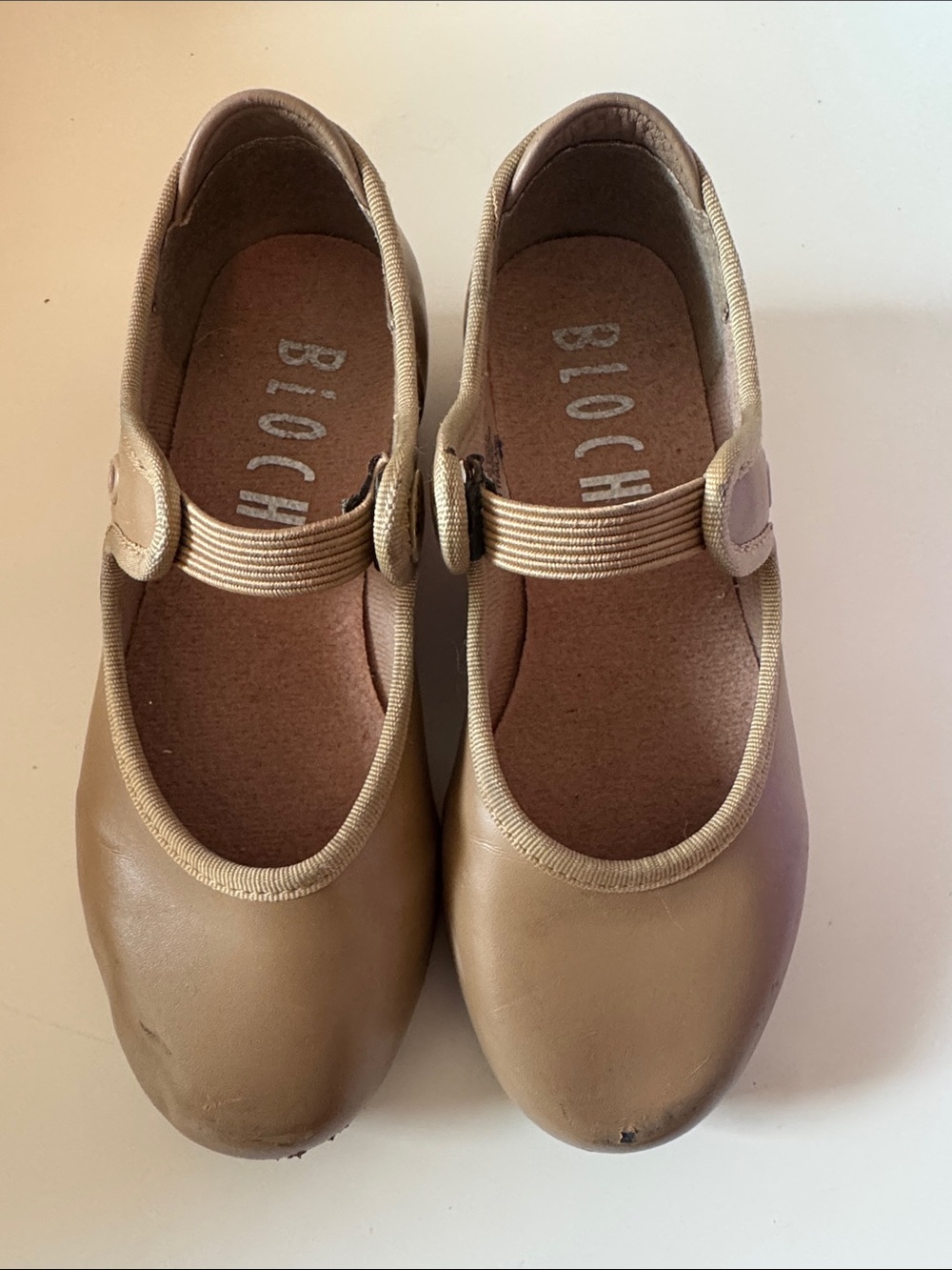 Bloch Kids Tan Mary Jane Ballet Flats with Elastic Strap